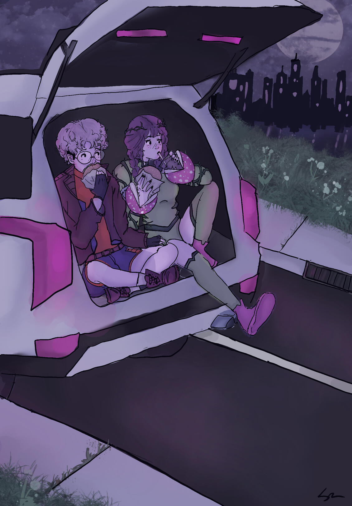 Untitled Multi-panel comic showing a red-haired girl with large rainbow-colored wings waking up in bed. An alarm rings, she checks her phone, and a reminder reads “School’s Out! Have a good Summer.” The final panels show her happily at the beach in a white bikini a